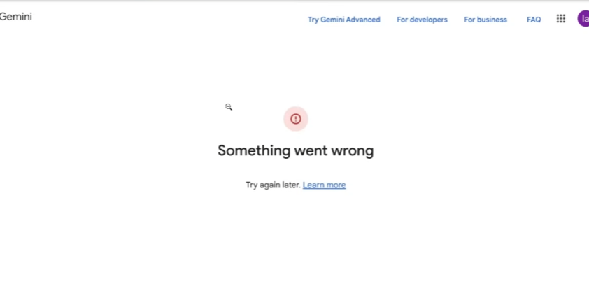 原文配图：Gemini 出现 Something went wrong